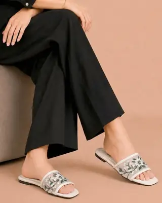 Women's Rexine Fancy Flats - 083 - 2 - Green & white thumbnail 2