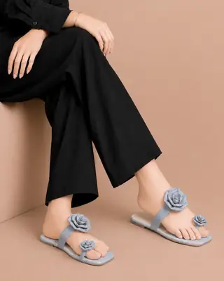 Floral Toe Ring Flat - 078 - Grey thumbnail 2