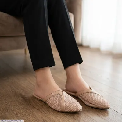 Peach Mesh Point Pumps for Women - Formal Casual Wear