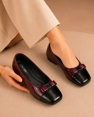 Stylish Square Toe Casual Pumps - 073 - Maroon