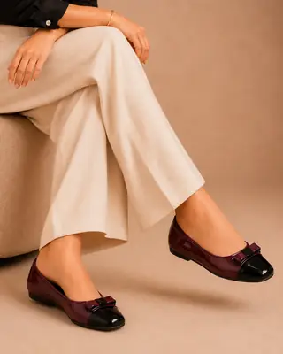 Stylish Square Toe Casual Pumps - 073 - Maroon thumbnail 2