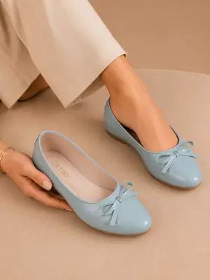 Stylish Ballerina Pumps - 074 - Sky Blue 
