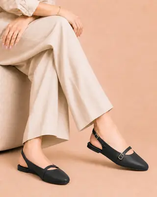  Elegant Slingback Pointed Toe Flats - 075 - Black thumbnail 2