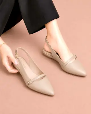  Elegant Slingback Pointed Toe Flats - 075 - Fawn
