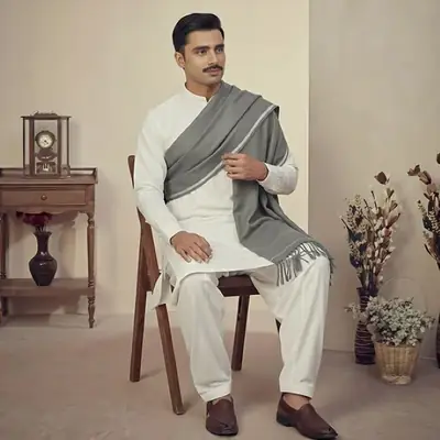 1 Pc Men's Wool Plain Shawl