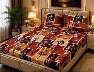 3 Pcs Fleece Printed Double Bedsheet
