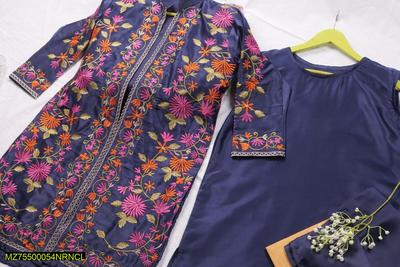 Women's Shamoz Silk Floral Gown Suit Pink Orange thumbnail 3