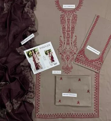 3 Pcs Women's Unstitched Embroidered Suit thumbnail 3