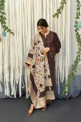 3 Pcs Women's Unstitched Embroidered Suit thumbnail 1