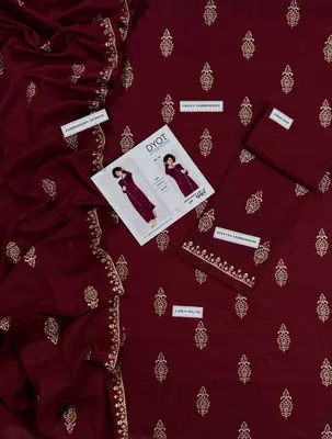 3 Pcs Women's Unstitched Embroidered Suit thumbnail 2