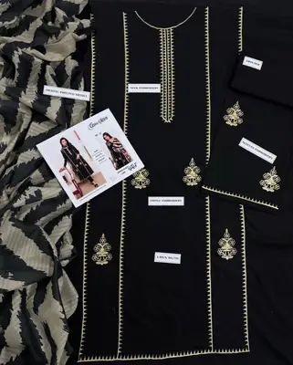 3 Pcs Women's Unstitched Embroidered Suit thumbnail 2