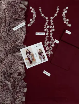 3 Pcs Women's Unstitched Embroidered Suit thumbnail 2