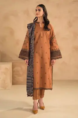 3 Pcs Women's Unstitched Embroidered Suit