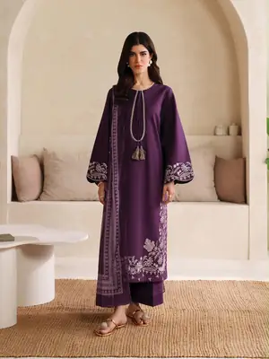 3 Pcs Women's Unstitched Embroidered Suit