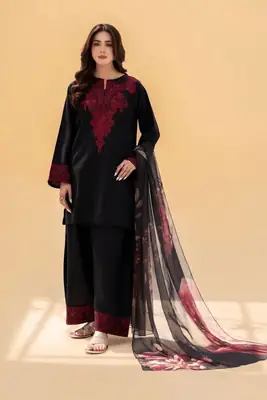 3 Pcs Women's Unstitched Embroidered Suit