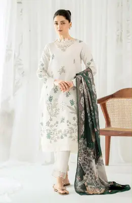 3 Pcs Women's Unstitched Embroidered Suit