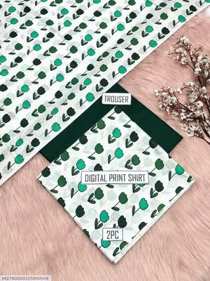 2 Pcs Women's Unstitched Printed Suit thumbnail 3