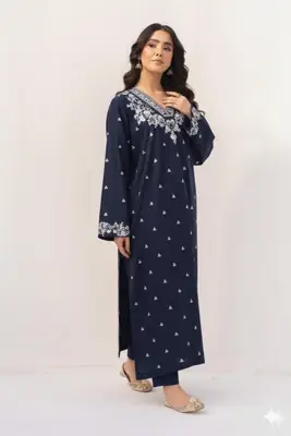2 Pcs Women's Unstitched Embroidered Suit