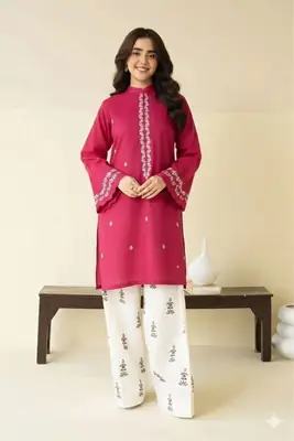 2 Pcs Women's Unstitched Embroidered Suit