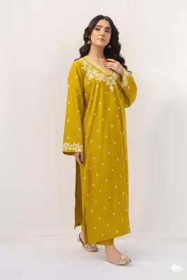 2 Pcs Women's Unstitched Embroidered Suit