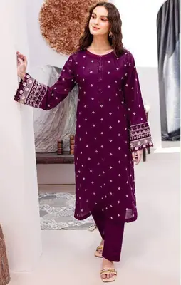 2 Pcs Women's Unstitched Embroidered Suit