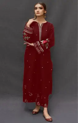 2 Pcs Women's Unstitched Embroidered Suit