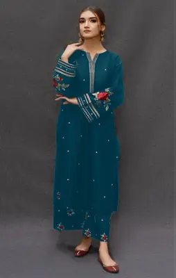 2 Pcs Women's Unstitched Embroidered Suit