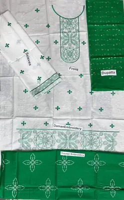3 Pcs Girl's Cotton Embroidered Kurta And Shalwar Suit thumbnail 3