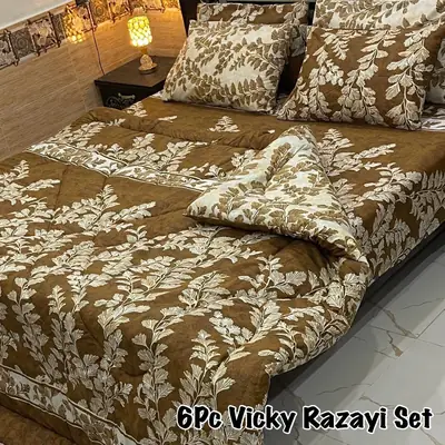 6 Pcs Cotton Salonica Printed Razai Set