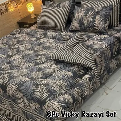 6 Pcs Cotton Salonica Printed Razai Set