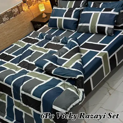 6 Pcs Cotton Salonica Printed Razai Set