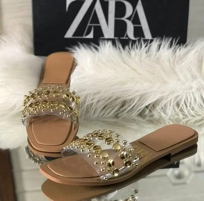 Beige Synthetic Leather Women's Fancy Flats Sizes 6-11