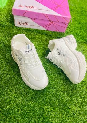 White Women's Rexine Joggers Size 10-11