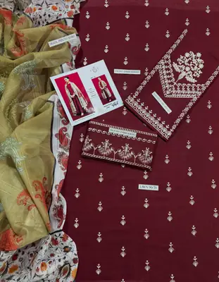 3 Pcs Women's Unstitched Embroidered Suit thumbnail 2