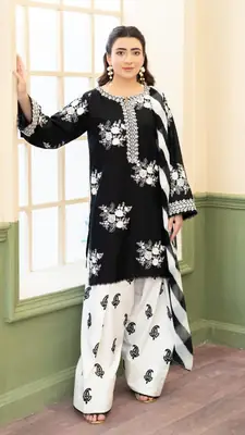 3 Pcs Women's Unstitched Embroidered Suit