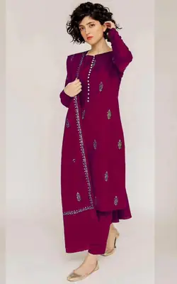 3 Pcs Women's Unstitched Embroidered Suit