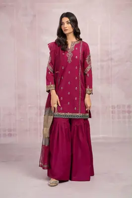 3 Pcs Women's Unstitched Embroidered Suit
