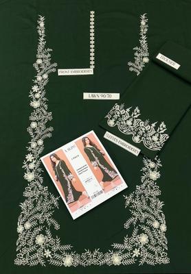 Women Embroidered Lawn Suit Green 2.5 Gazz thumbnail 2