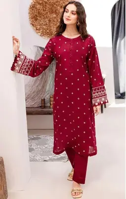 2 Pcs Women's Unstitched Embroidered Suit