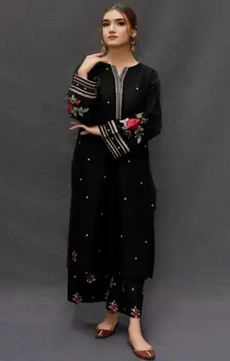 2 Pcs Women's Unstitched Embroidered Suit