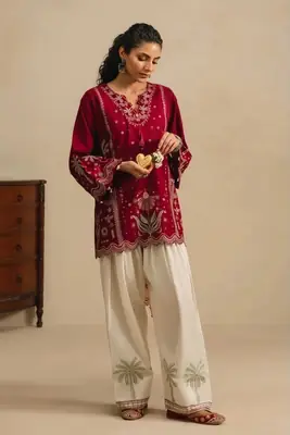 2 Pcs Women's Unstitched Embroidered Suit