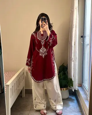 2 Pcs Women's Unstitched Embroidered Suit