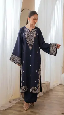 2 Pcs Women's Unstitched Embroidered Suit