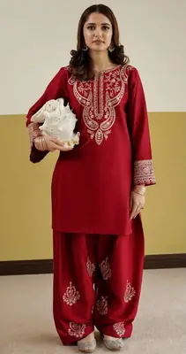 2 Pcs Women's Unstitched Embroidered Suit
