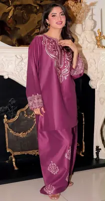 2 Pcs Women's Unstitched Embroidered Suit