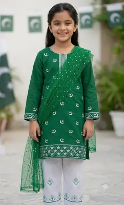 3 Pcs Girl's Cotton Embroidered Unstitched Suit thumbnail 2