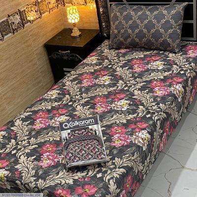 Single Bedsheet Set Grey Pink Floral Mix Cotton 90x60 thumbnail 2