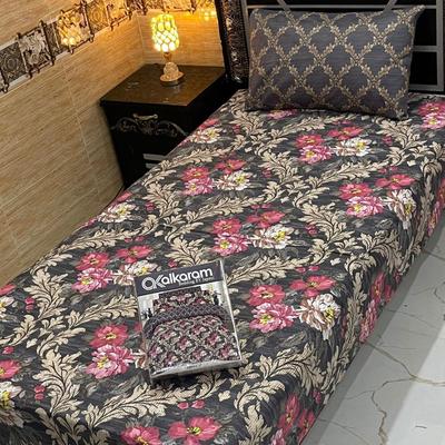 Single Bedsheet Set Grey Pink Floral Mix Cotton 90x60 thumbnail 3