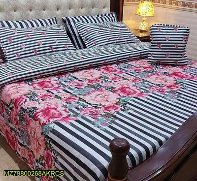 Premium Cotton Floral Striped Bed Set for Pakistani Homes thumbnail 2