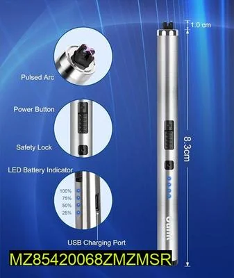 Rechargeable Electric Lighter Silver 10.2cm Portable thumbnail 7